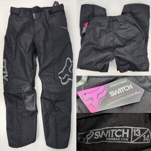 New Fox Switch Silvah Womens Jrs 13/14 MX Moto Riding Pants Convertible Zip Legs
